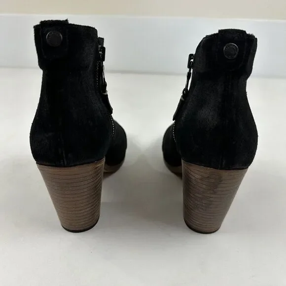 RAG & BONE NEW YORK Margot Black Leather Heeled Side Zip Ankle Booties 7.5/37.5 - Picture 5 of 13